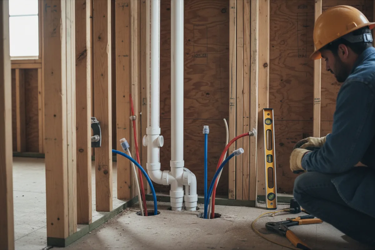 Drain and supply rough-in during Garbage Disposal Repair in Browns Valley