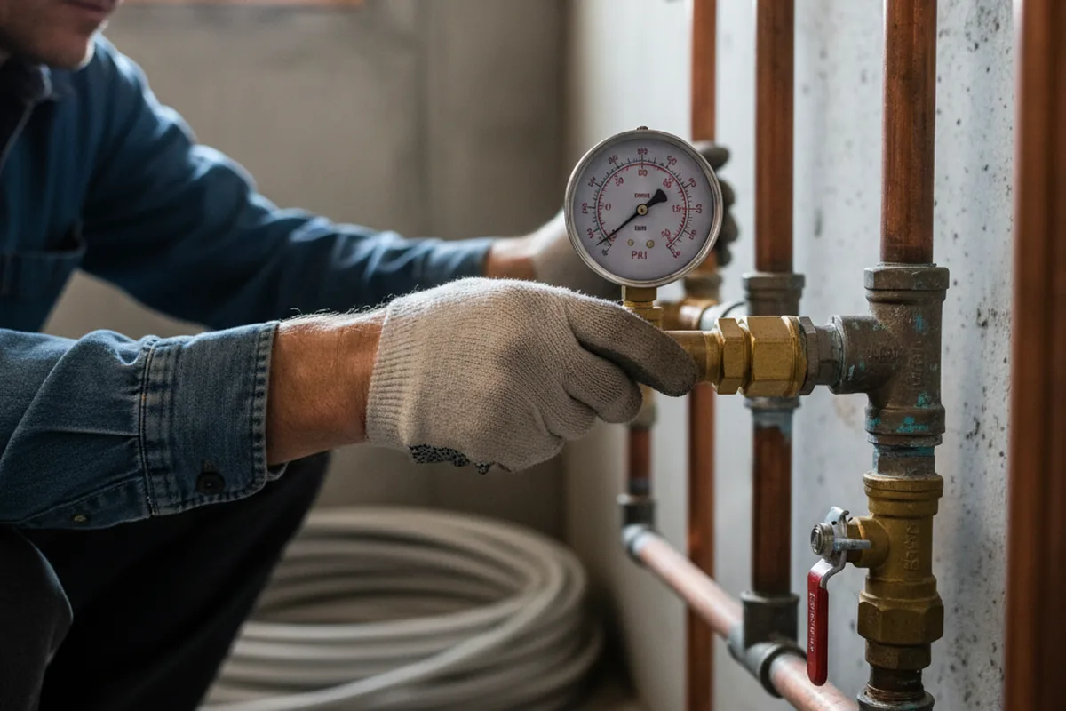 Pressure testing a repaired line during Water Line Repair in Browns Valley